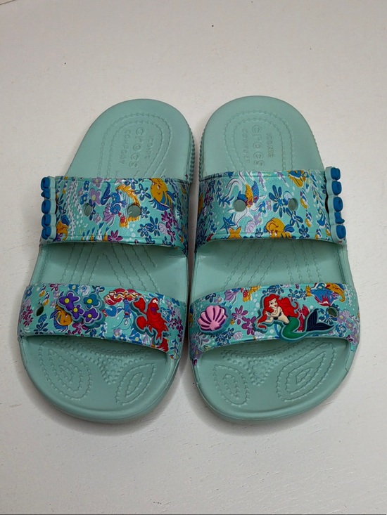 Disney Crocs Vera Bradley Other - CROCS Kids Light Aqua Mermaid Slide Sandals with Colorful Ocean Print